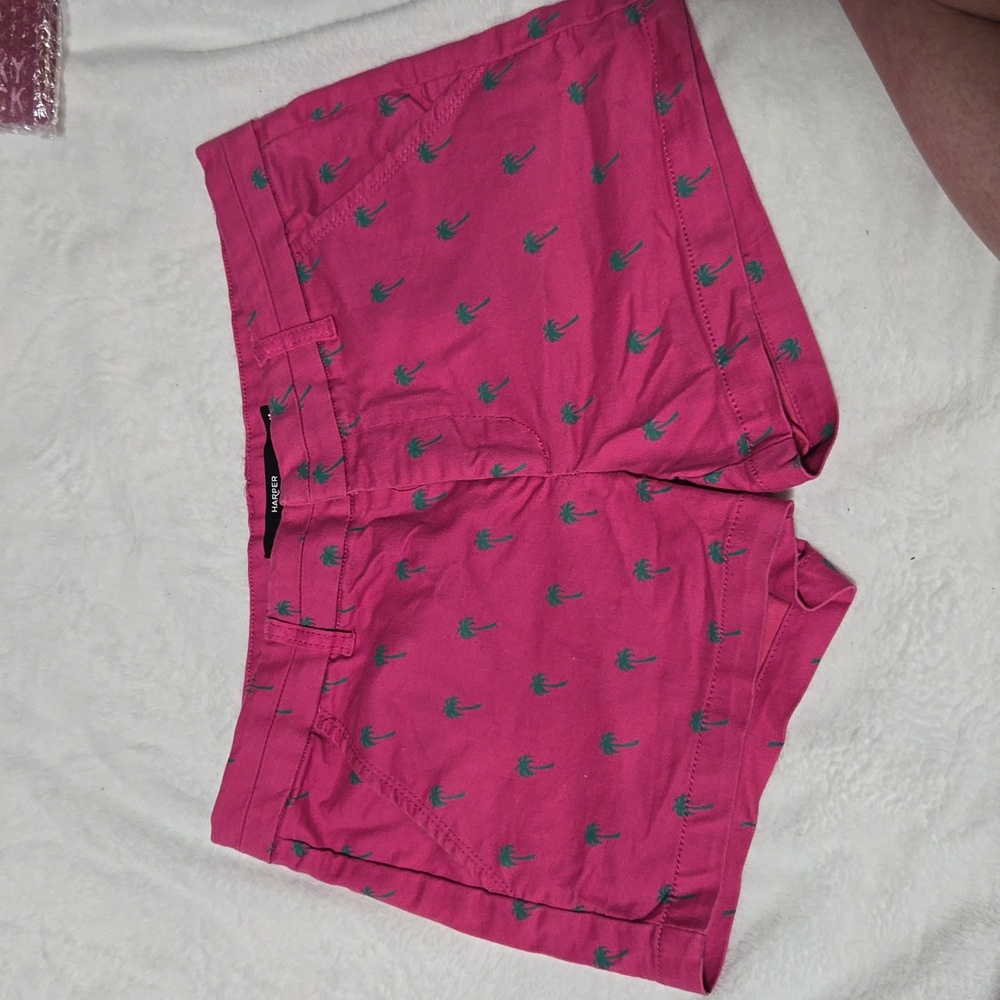 Harper Palm Tree Shorts - Bright Pink & Green - Women’s Size Medium